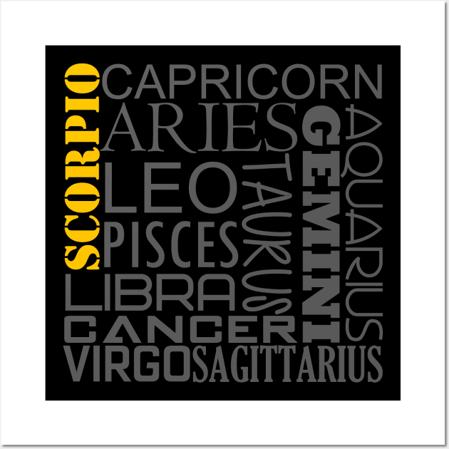 Scorpio Zodiac Montage Wall Art by inotyler